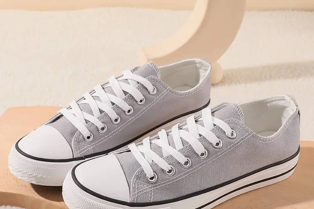 WHOLESALE CANVAS LACE UP FLAT TRAINERS