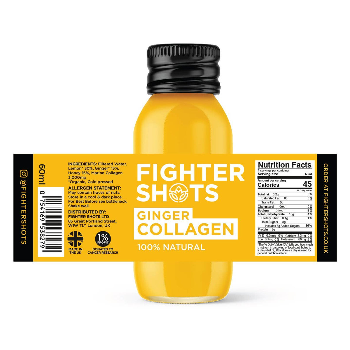 Wholesale Ginger + Marine Collagen Shot 3,000mg — 12 x 60ml