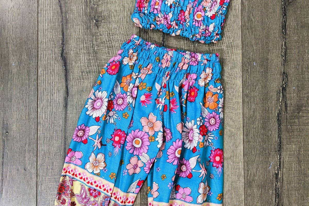 Wholesale Kids Two Piece Floral Top And Harems