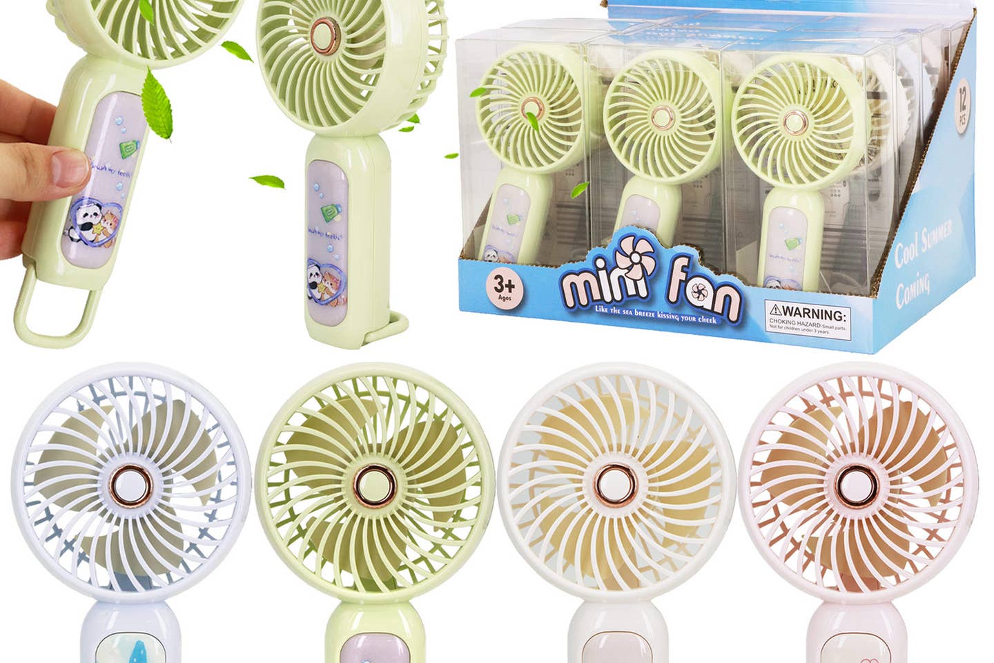 Matte Two Tone Portable Electric Fan - 12 Pcs