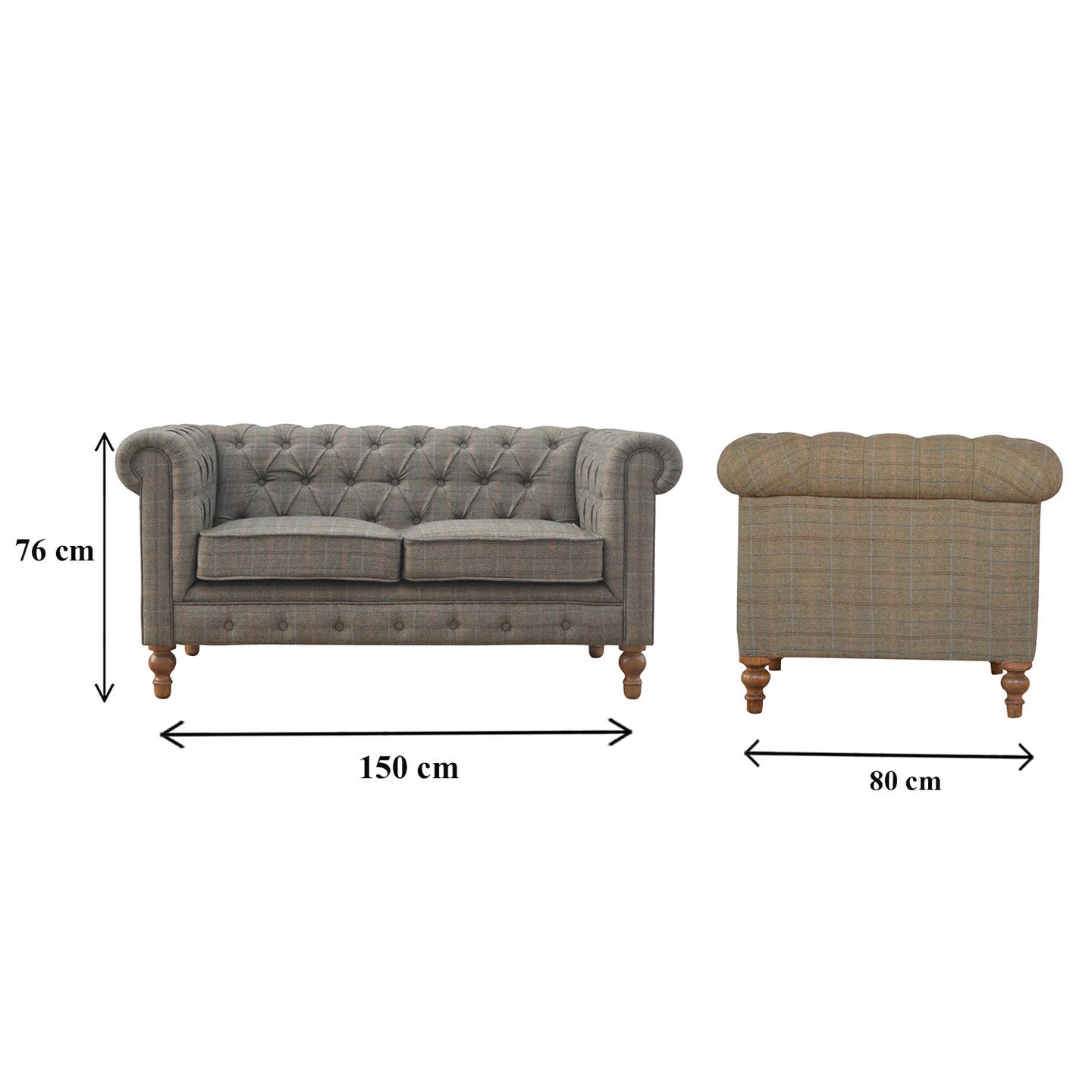Wholesale Multi Tweed 2 Seater Chesterfield Sofa