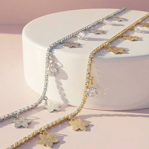Wholesale Flower Crystal Charm Anklet