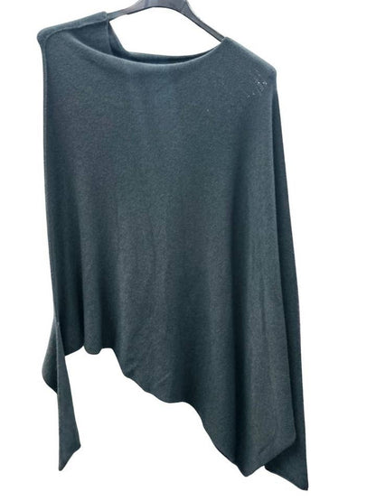 Italian Soft Knit Slant Long Sleeve Asymmetric Draped Jumper Top