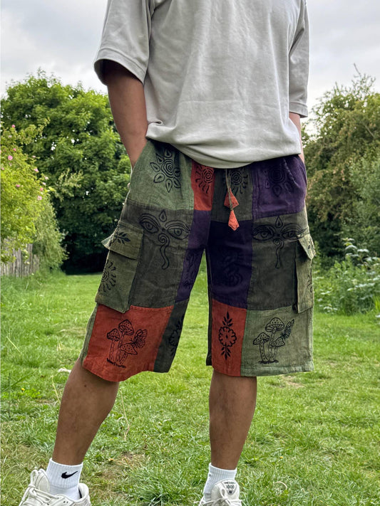 Wholesale Handmade Patchwork Cotton Cargo Shorts