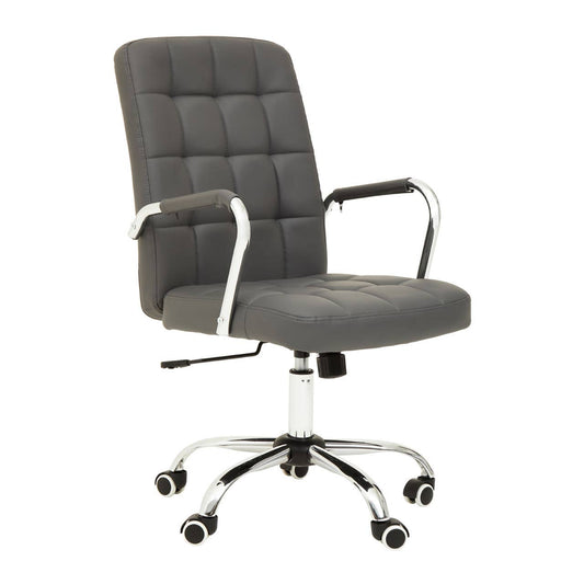 Wholesale Brent Grey Leather Effect And Chrome Home Office Chair