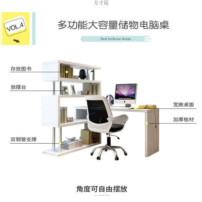 Modern Computer Desk with Bookshelf Standing Desk Shelf High-Quality Wooden Bookshelf with Computer Desk  مكتب كمبيوتر مكتبي