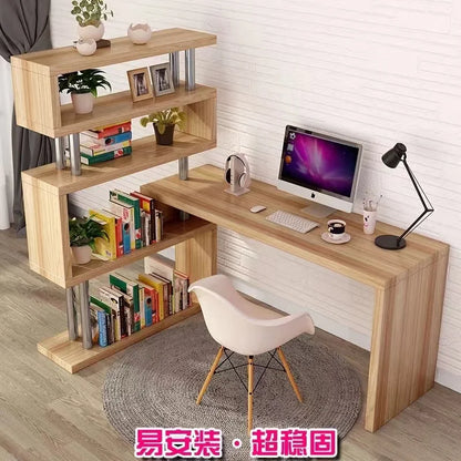 Modern Computer Desk with Bookshelf Standing Desk Shelf High-Quality Wooden Bookshelf with Computer Desk  مكتب كمبيوتر مكتبي