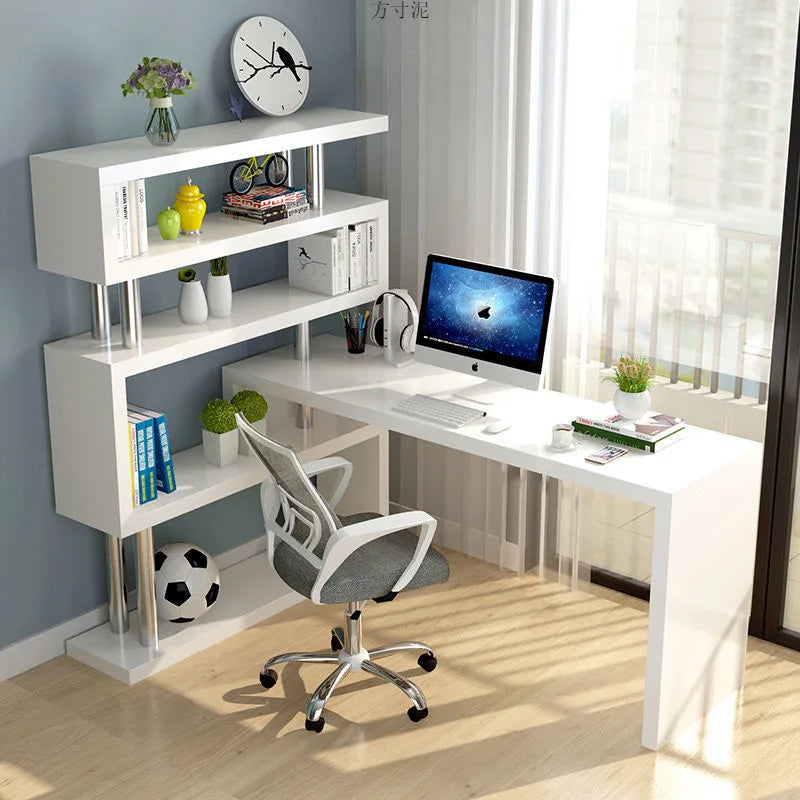 Modern Computer Desk with Bookshelf Standing Desk Shelf High-Quality Wooden Bookshelf with Computer Desk  مكتب كمبيوتر مكتبي