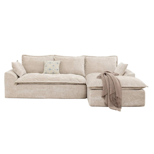 Wholesale Ivory Chenille L‑Shaped Modular Sectional Compressed Sofa